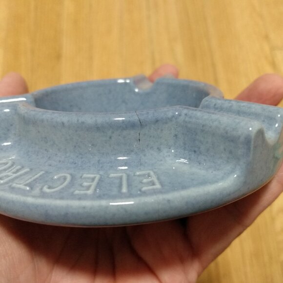 Vintage Blue Ashtray "Electro Porcelain Limited" Waterloo Made in Canada AS IS - Picture 9 of 13